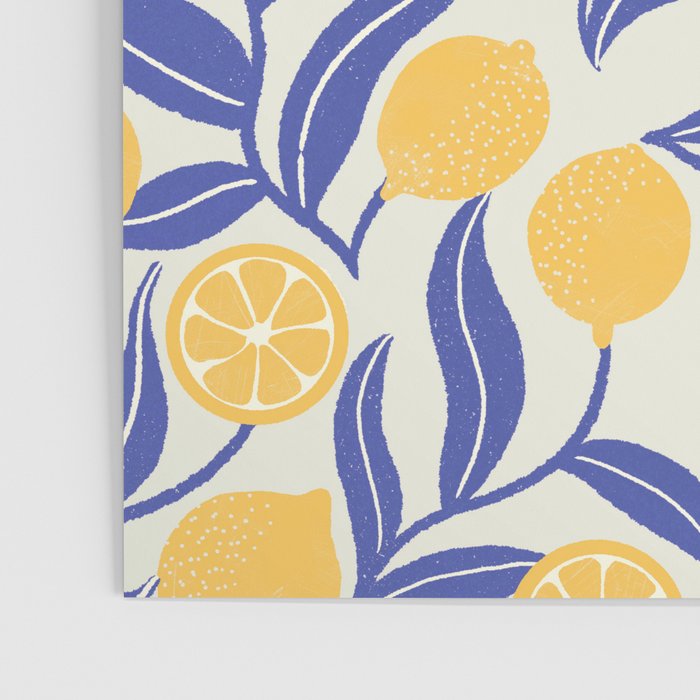 Lemon Orchard - blue and yellow Poster Gallery Image 3