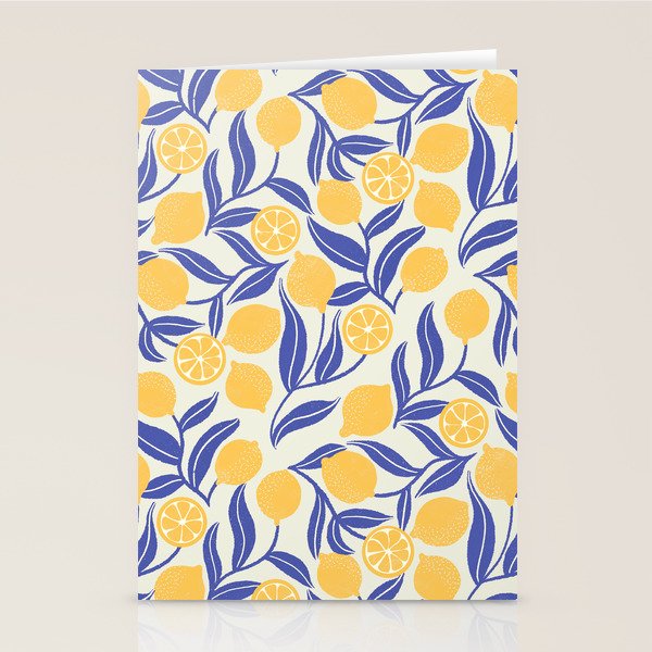 Lemon Orchard - blue and yellow Stationery Card Gallery Image 2