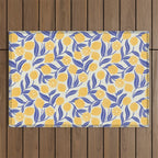 Lemon Orchard - blue and yellow Outdoor Rug Gallery Image 1