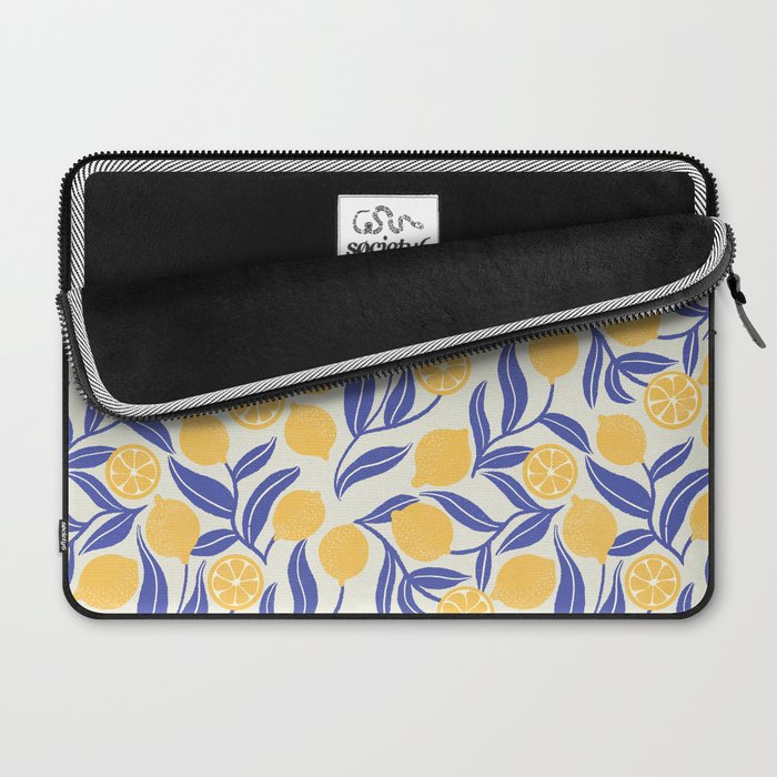 Lemon Orchard - blue and yellow Laptop Sleeve Gallery Image 2