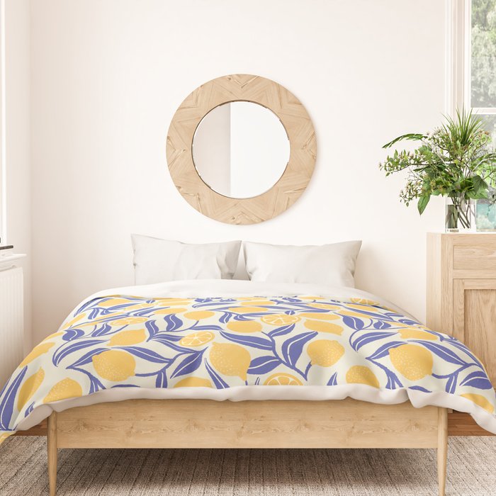 Lemon Orchard - blue and yellow Duvet Cover Gallery Image 3