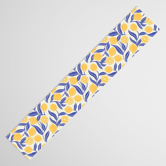 Lemon Orchard - blue and yellow Table Runner Gallery Image 3