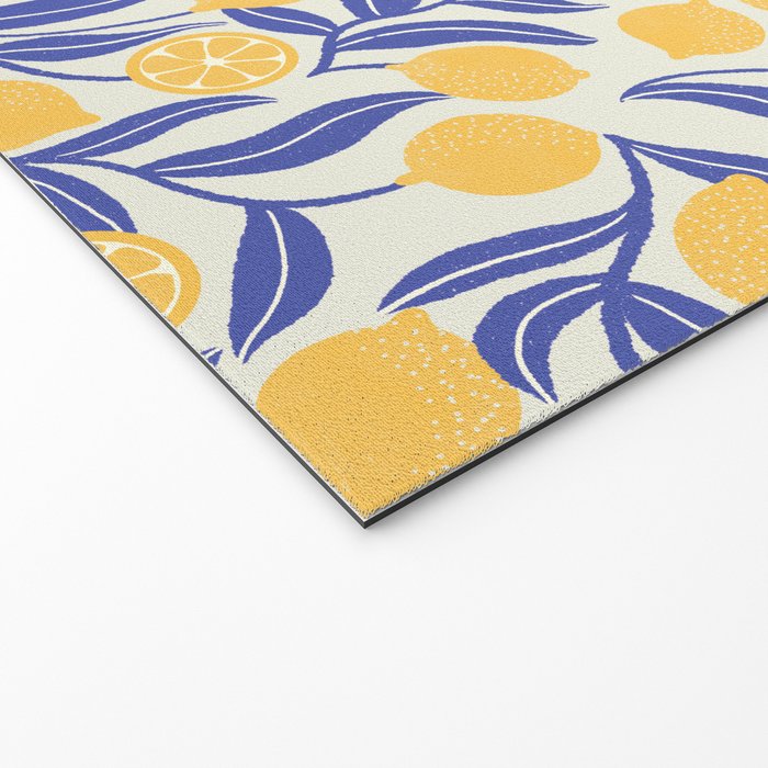 Lemon Orchard - blue and yellow Welcome Mat Gallery Image 2