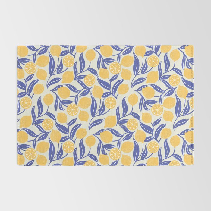 Lemon Orchard - blue and yellow Rug Gallery Image 2