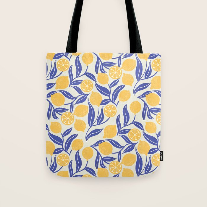 Lemon Orchard - blue and yellow Tote Bag Gallery Image 1