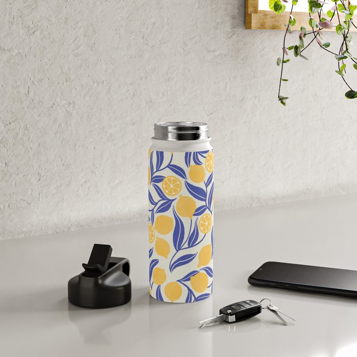 Lemon Orchard - blue and yellow Water Bottle Gallery Image 4