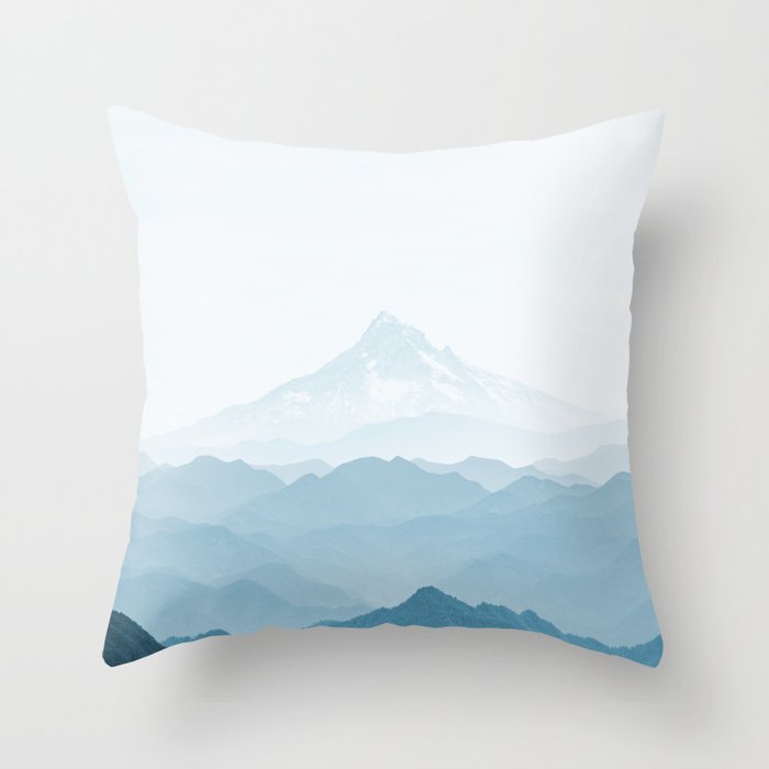 Mountain Blues - Mt. Hood Adventure Throw Pillow Gallery Image 1