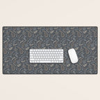Paisley Line Art - Navy Desk Mat Gallery Image 1