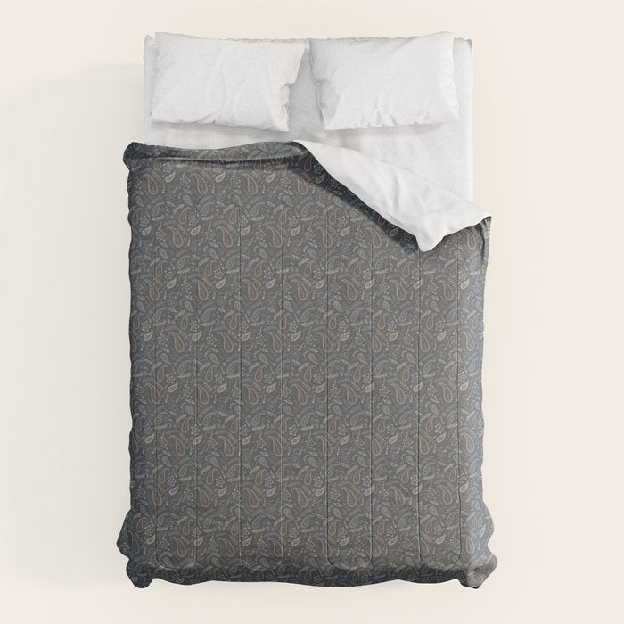 Paisley Line Art - Navy Comforter Gallery Image 1