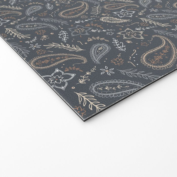 Paisley Line Art - Navy Welcome Mat Gallery Image 2
