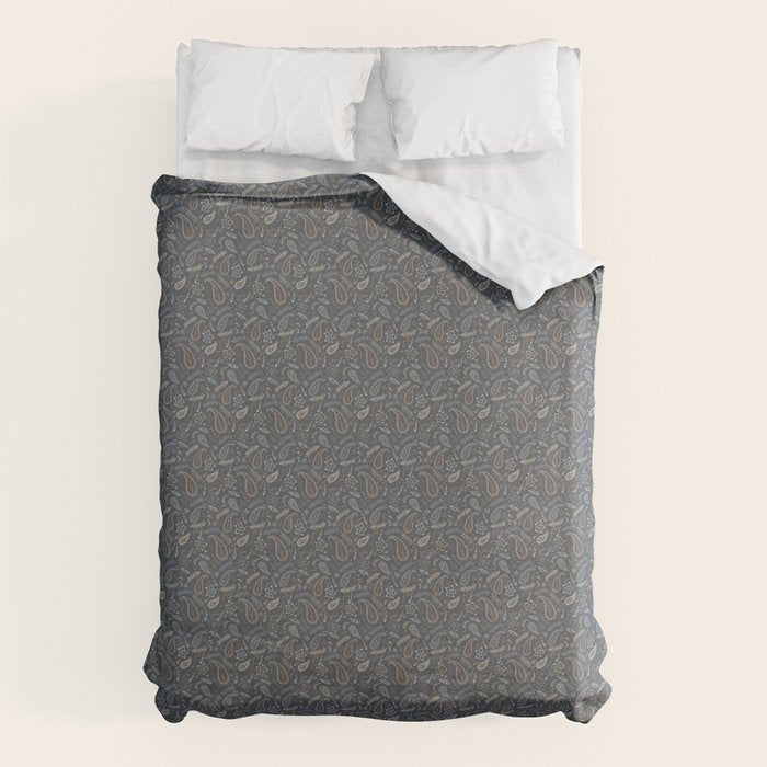 Paisley Line Art - Navy Duvet Cover Gallery Image 1