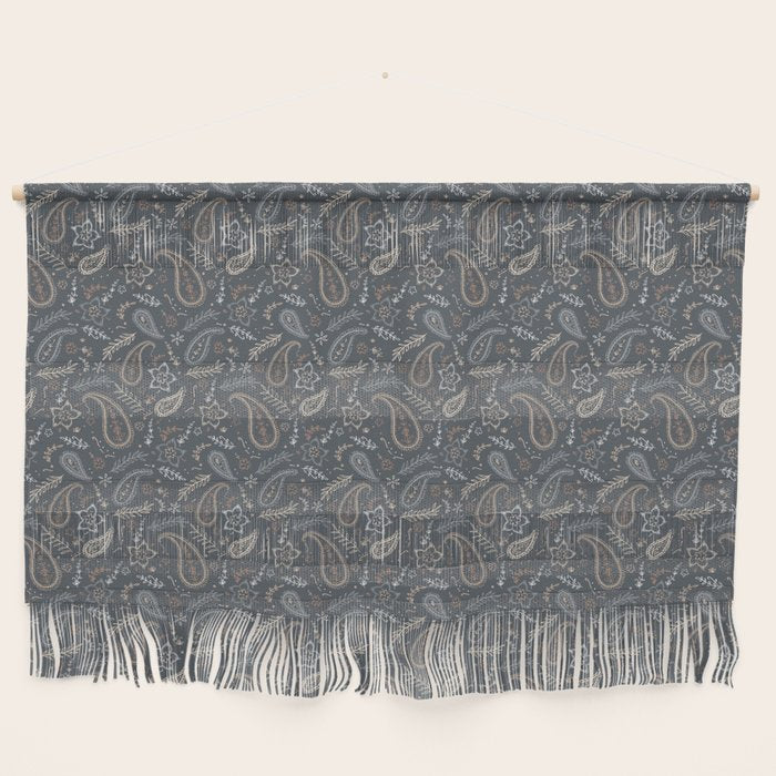 Paisley Line Art - Navy Wall Hanging Gallery Image 1