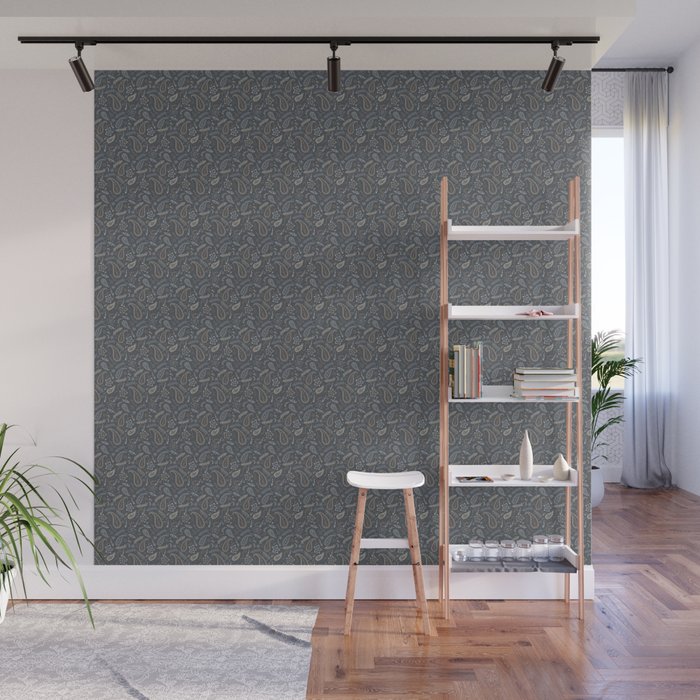 Paisley Line Art - Navy Wall Mural Gallery Image 1