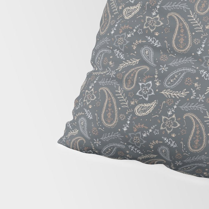 Paisley Line Art - Navy Pillow Sham Gallery Image 4