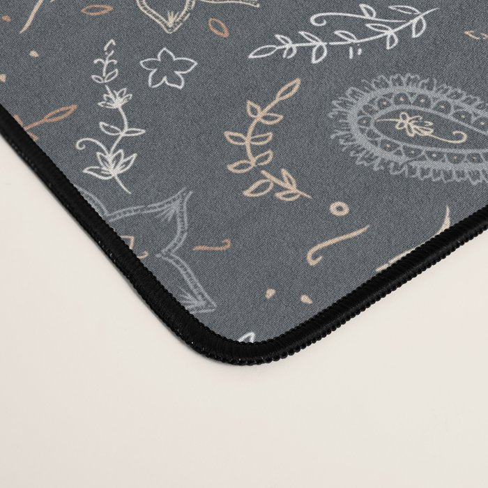 Paisley Line Art - Navy Desk Mat Gallery Image 4