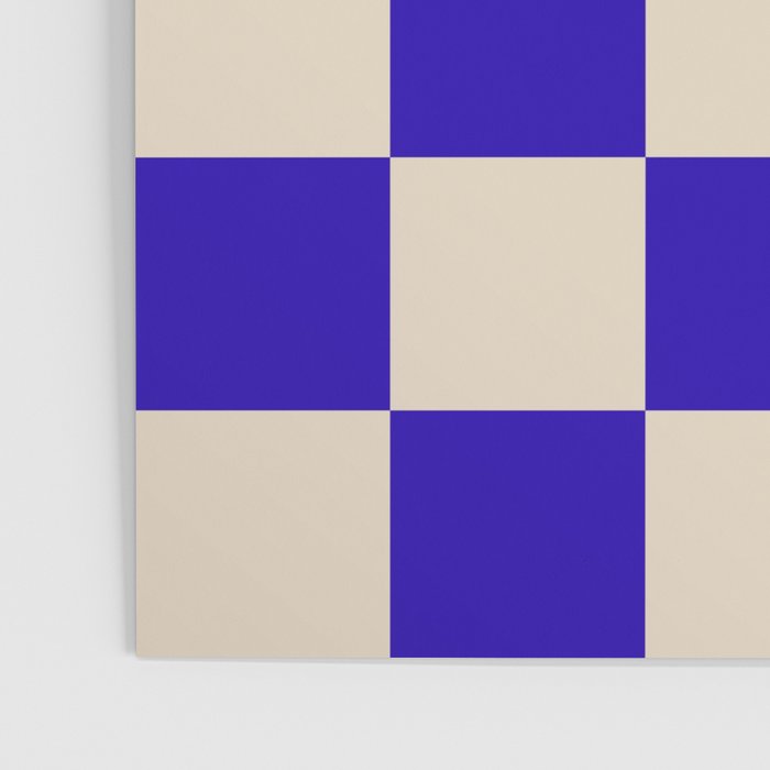 Checkerboard Check Pattern in Cobalt Blue and Beige Poster Gallery Image 3