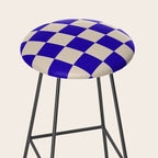 Checkerboard Check Pattern in Cobalt Blue and Beige Stool Gallery Image 2