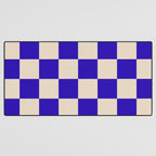 Checkerboard Check Pattern in Cobalt Blue and Beige Desk Mat Gallery Image 3