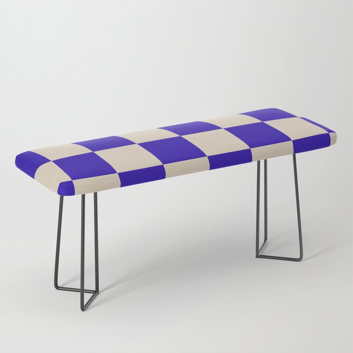 Checkerboard Check Pattern in Cobalt Blue and Beige Bench Gallery Image 1