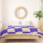 Checkerboard Check Pattern in Cobalt Blue and Beige Duvet Cover Gallery Image 3