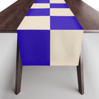 Checkerboard Check Pattern in Cobalt Blue and Beige Table Runner Gallery Image 1