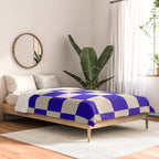 Checkerboard Check Pattern in Cobalt Blue and Beige Comforter Gallery Image 2