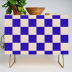 Checkerboard Check Pattern in Cobalt Blue and Beige Credenza Gallery Image 1
