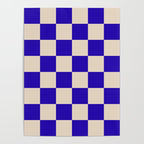 Checkerboard Check Pattern in Cobalt Blue and Beige Poster Gallery Image 4