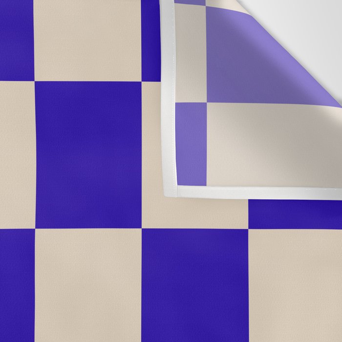Checkerboard Check Pattern in Cobalt Blue and Beige Wall Tapestry Gallery Image 3
