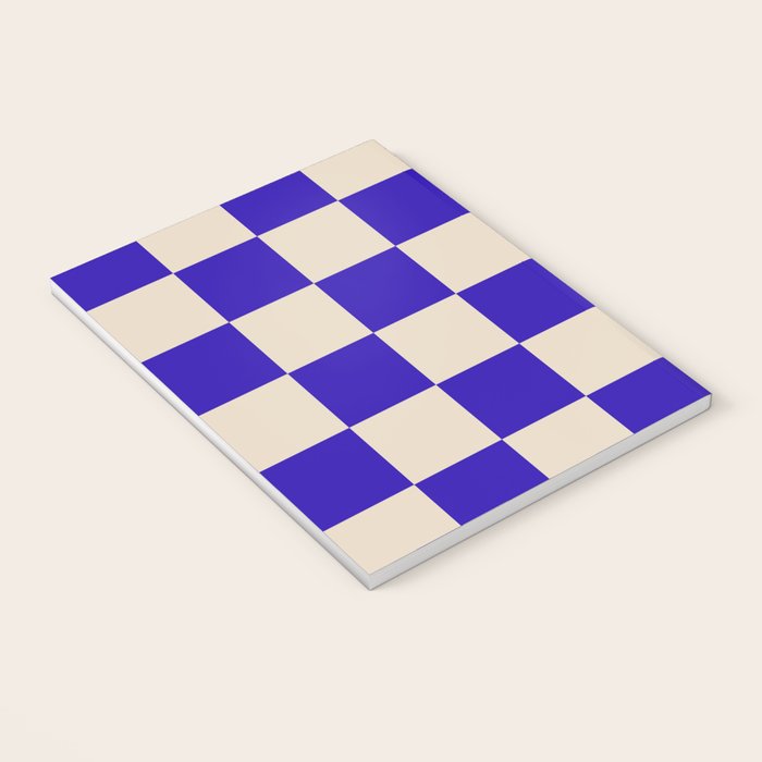 Checkerboard Check Pattern in Cobalt Blue and Beige Notebook Gallery Image 3