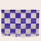 Checkerboard Check Pattern in Cobalt Blue and Beige Wall Hanging Gallery Image 1