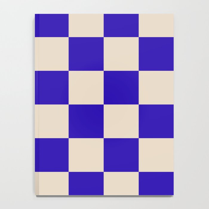 Checkerboard Check Pattern in Cobalt Blue and Beige Notebook Gallery Image 4