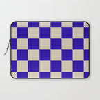 Checkerboard Check Pattern in Cobalt Blue and Beige Laptop Sleeve Gallery Image 1