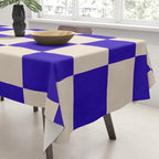 Checkerboard Check Pattern in Cobalt Blue and Beige Tablecloth Gallery Image 3