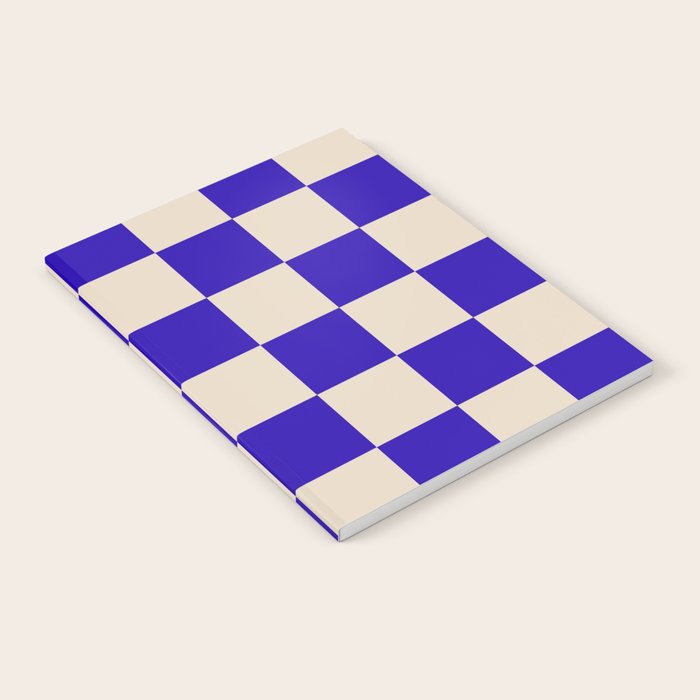 Checkerboard Check Pattern in Cobalt Blue and Beige Notebook Gallery Image 1