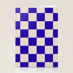 Checkerboard Check Pattern in Cobalt Blue and Beige Stationery Card Gallery Image 2