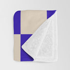 Checkerboard Check Pattern in Cobalt Blue and Beige Throw Blanket Gallery Image 3