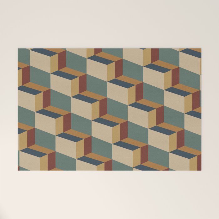 Cuboid Geometric Abstract Shapes Pattern X Welcome Mat Gallery Image 1