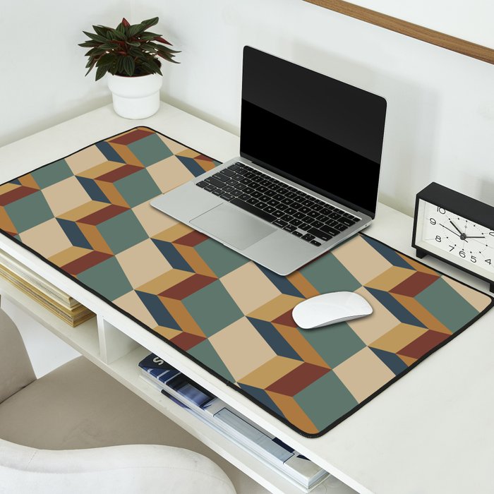 Cuboid Geometric Abstract Shapes Pattern X Desk Mat Gallery Image 2