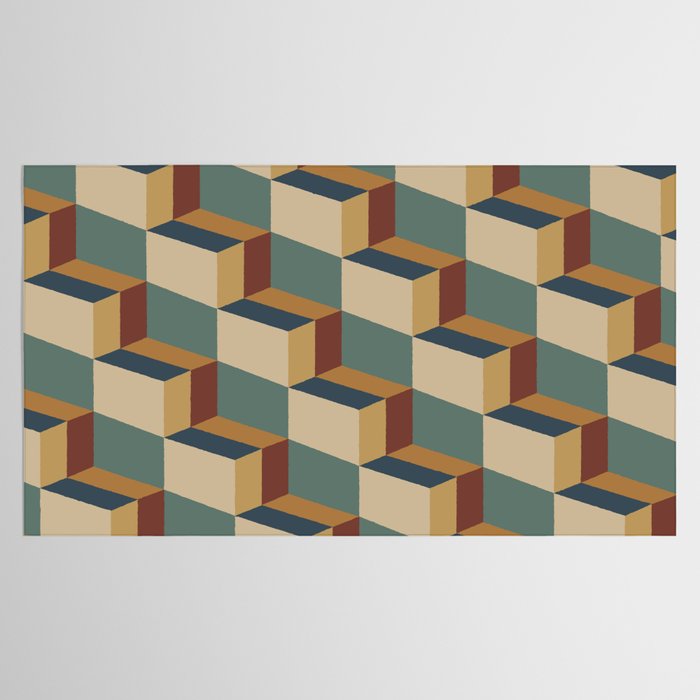 Cuboid Geometric Abstract Shapes Pattern X Tablecloth Gallery Image 2