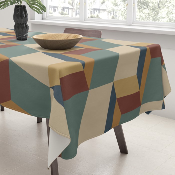 Cuboid Geometric Abstract Shapes Pattern X Tablecloth Gallery Image 3