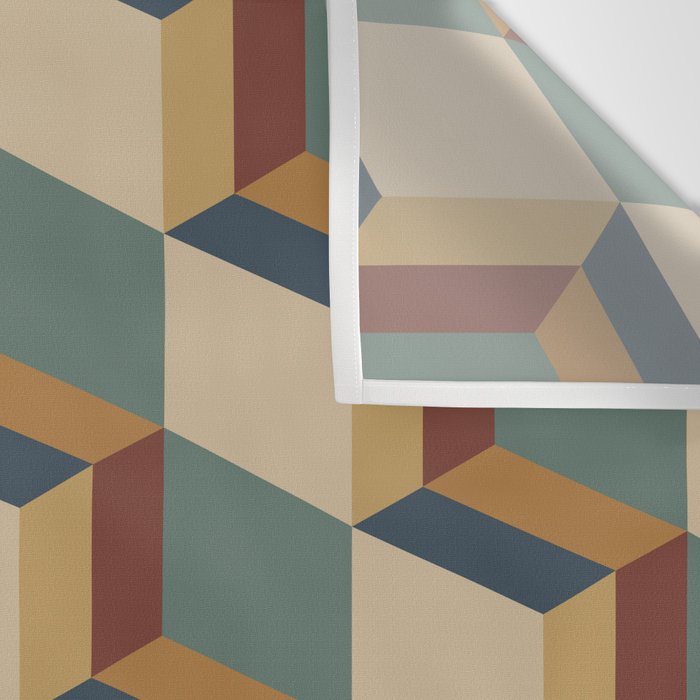 Cuboid Geometric Abstract Shapes Pattern X Wall Tapestry Gallery Image 3