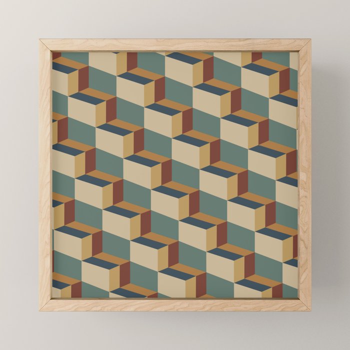 Cuboid Geometric Abstract Shapes Pattern X Mini Art Print Gallery Image 1