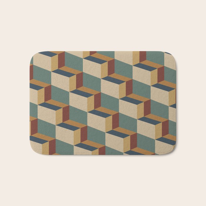 Cuboid Geometric Abstract Shapes Pattern X Bath Mat Gallery Image 1