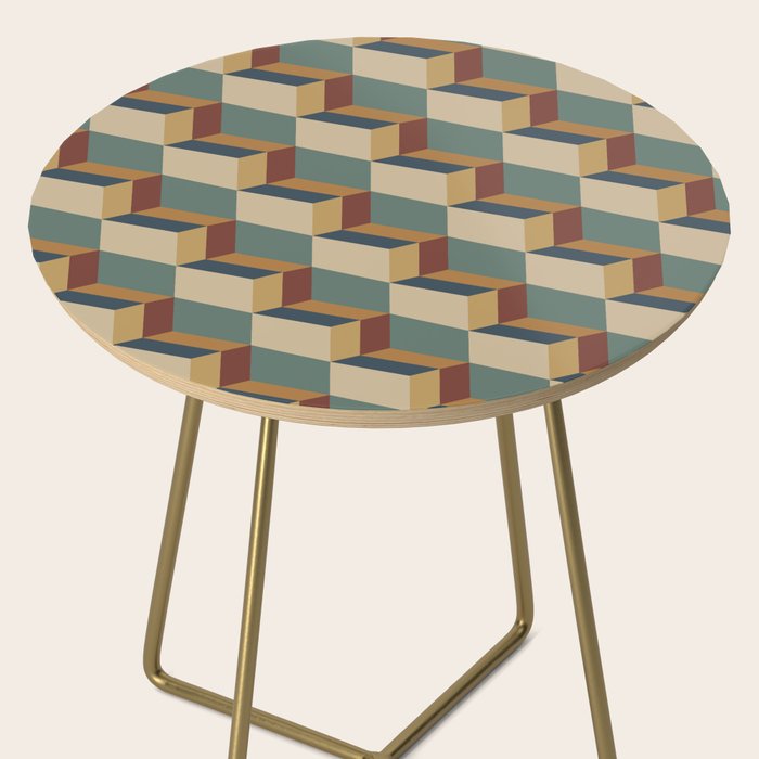 Cuboid Geometric Abstract Shapes Pattern X Side Table Gallery Image 2