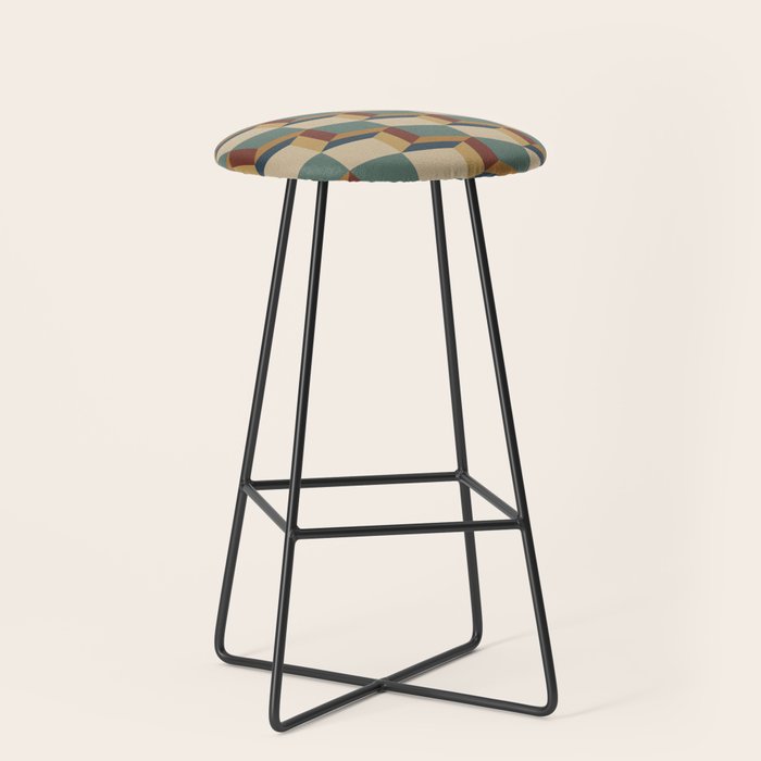 Cuboid Geometric Abstract Shapes Pattern X Stool Gallery Image 1