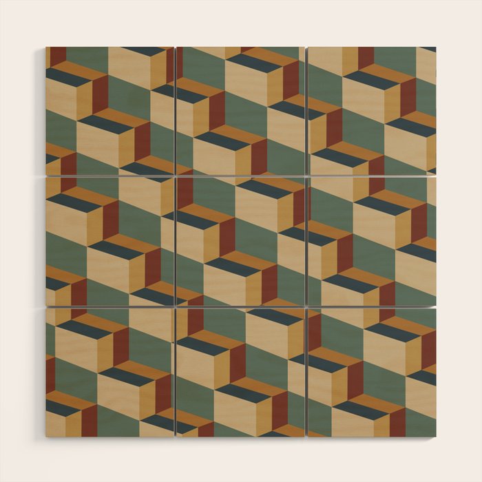 Cuboid Geometric Abstract Shapes Pattern X Wood Wall Art Gallery Image 1
