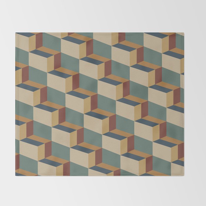 Cuboid Geometric Abstract Shapes Pattern X Throw Blanket Gallery Image 2