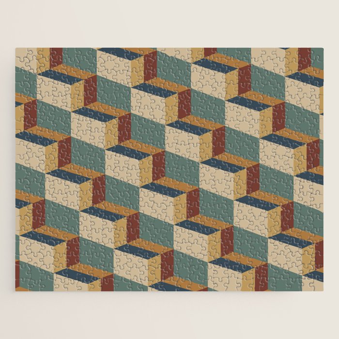 Cuboid Geometric Abstract Shapes Pattern X Jigsaw Puzzle Gallery Image 1