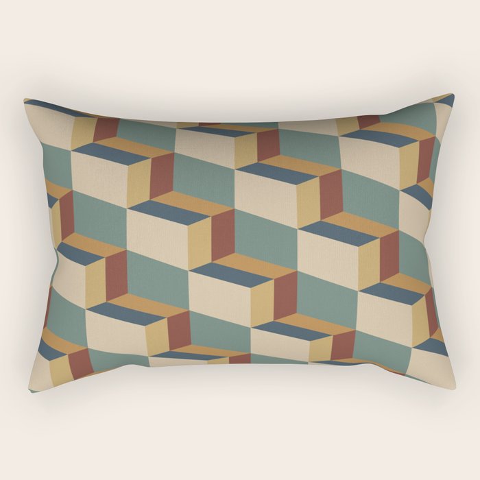 Cuboid Geometric Abstract Shapes Pattern X Rectangular Pillow Gallery Image 2
